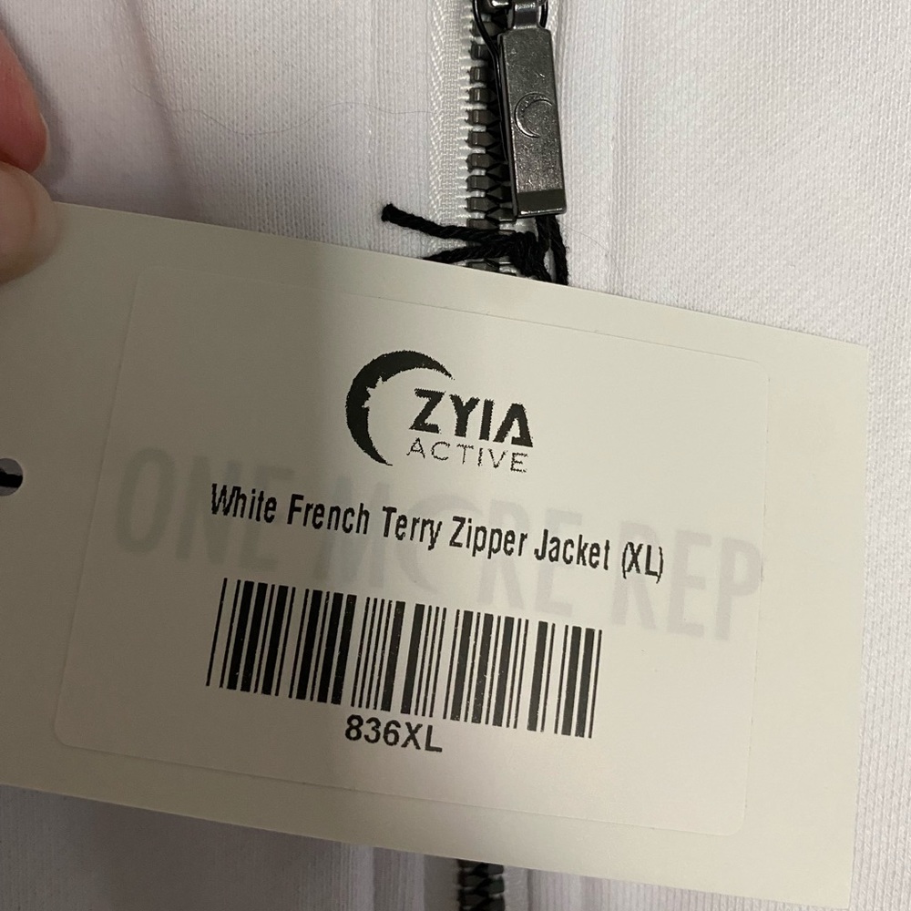ZYIA White French Terry Zipper Jacket - Picture 4 of 4